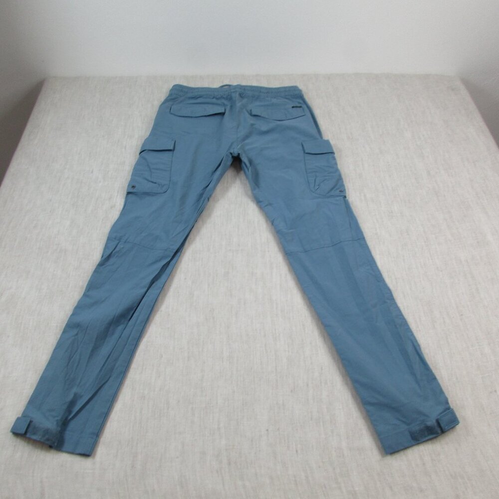 PacSun Cargo Pants Mens Small Blue Stretch Craig Slim Elastic Waist Drawstring - Picture 2 of 10